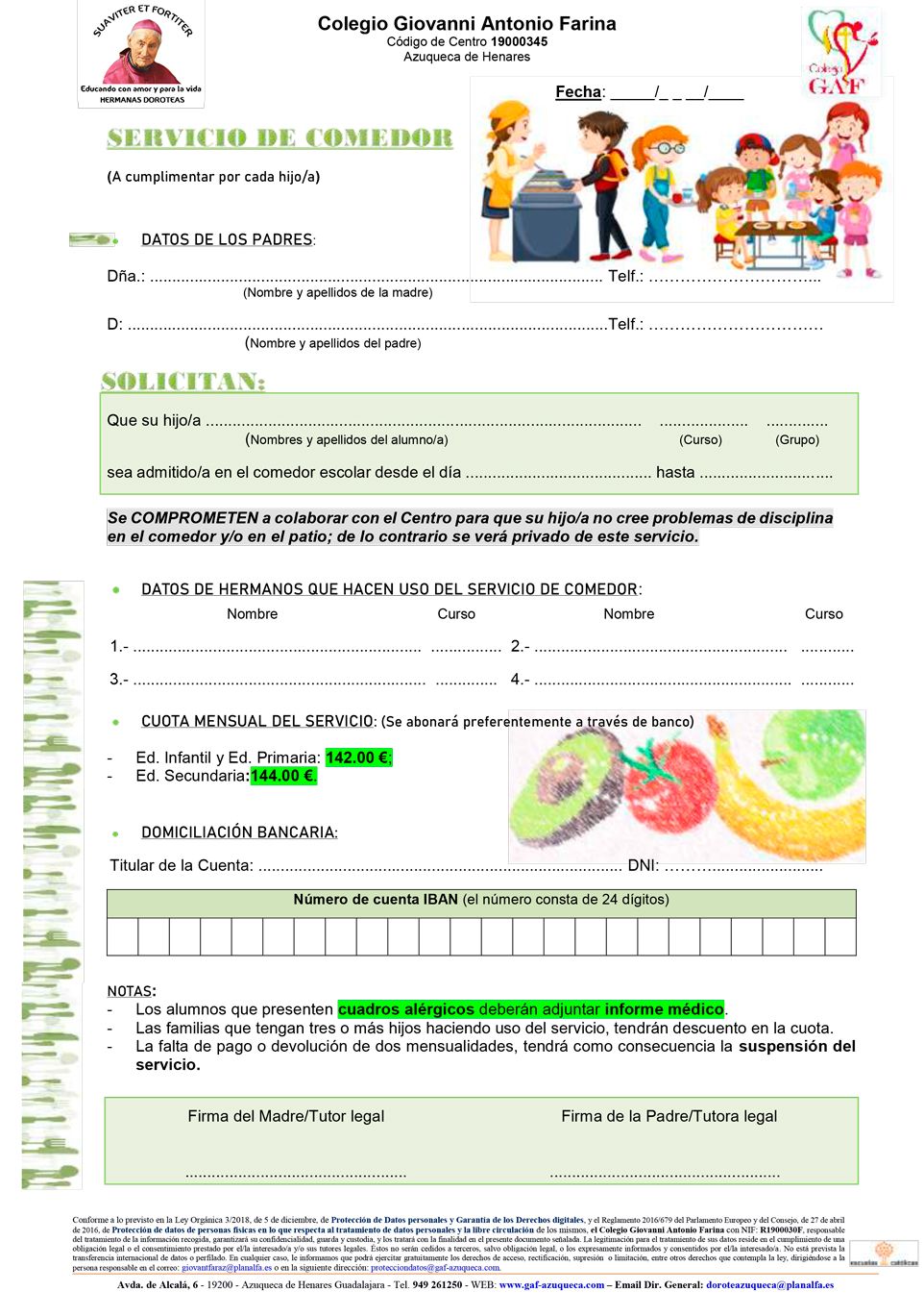 Solicitud Servicio de comedor 25/26